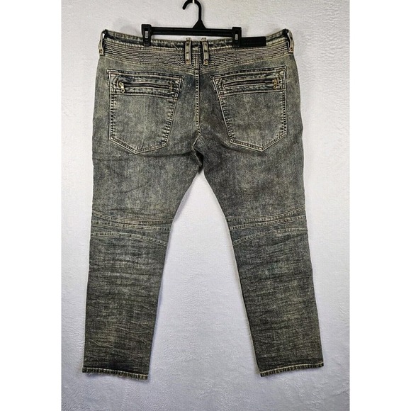 New Rock‎ Revival Moto Elliot Slim Straight Jeans Tan Brown Men's Size 42/32